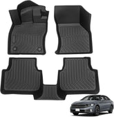 Floor Mats Custom For Jetta 2019-2025 Waterproof Car Mats All Weather Guard Mats Heavy Duty TPE Automotive Floor Liners Accessories Front& Rear Row Full Set - Black
