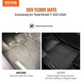 Automotive Floor Mats Fits For Tesla Model Y 2021-2024 3 Pcs TPE Liners