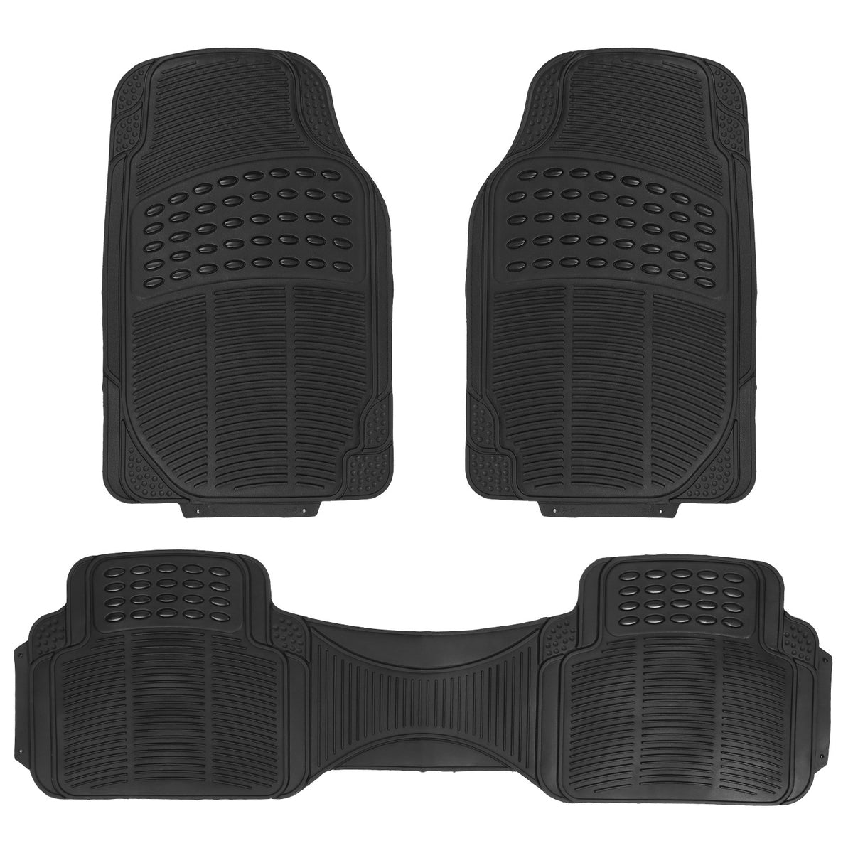 Set Of 3Pcs Automotive Floor Mats Set Front Rear PVC Rubber Floor Mats Heavy Duty Drive Vehicle Car Mats With Trimmable Design Fit Most Cars SUVs Trucks