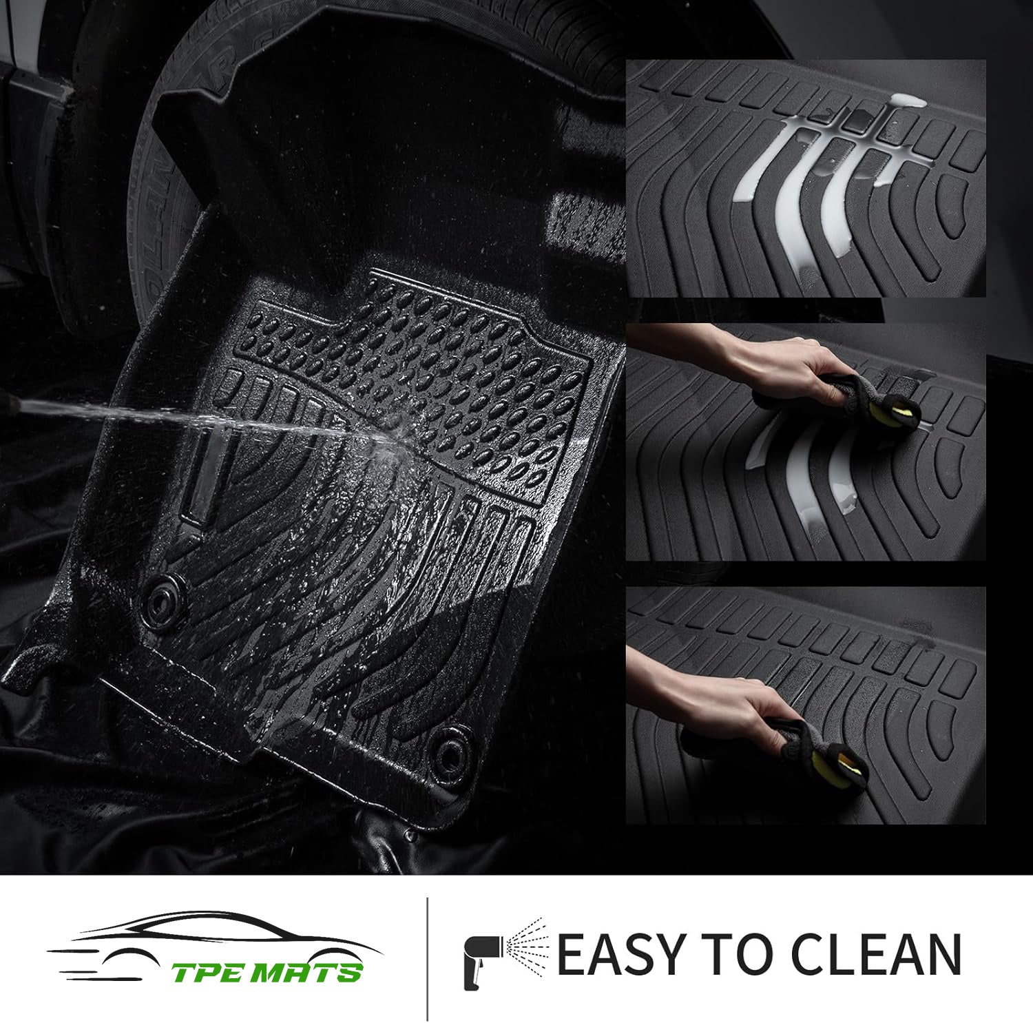 Floor Mats Custom For Jetta 2019-2025 Waterproof Car Mats All Weather Guard Mats Heavy Duty TPE Automotive Floor Liners Accessories Front& Rear Row Full Set - Black