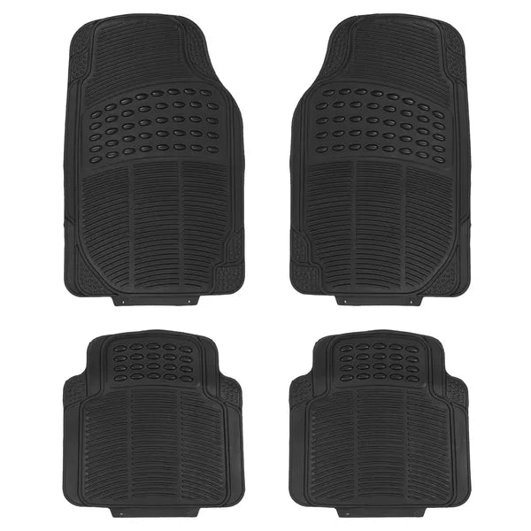 4Pcs Automotive Floor Mats Front And Rear PVC Rubber Floor Mats Heavy Duty Drive Vehicle Car Mats With Trimmable Design Fit Most Cars SUVs Trucks