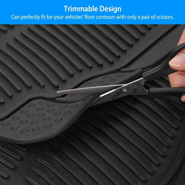 4Pcs Automotive Floor Mats Front And Rear PVC Rubber Floor Mats Heavy Duty Drive Vehicle Car Mats With Trimmable Design Fit Most Cars SUVs Trucks